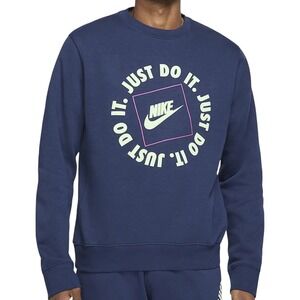 Nike Sportswear Just Do It Crewneck Mens Medium (Fits as Small) Navy Blue NEW
